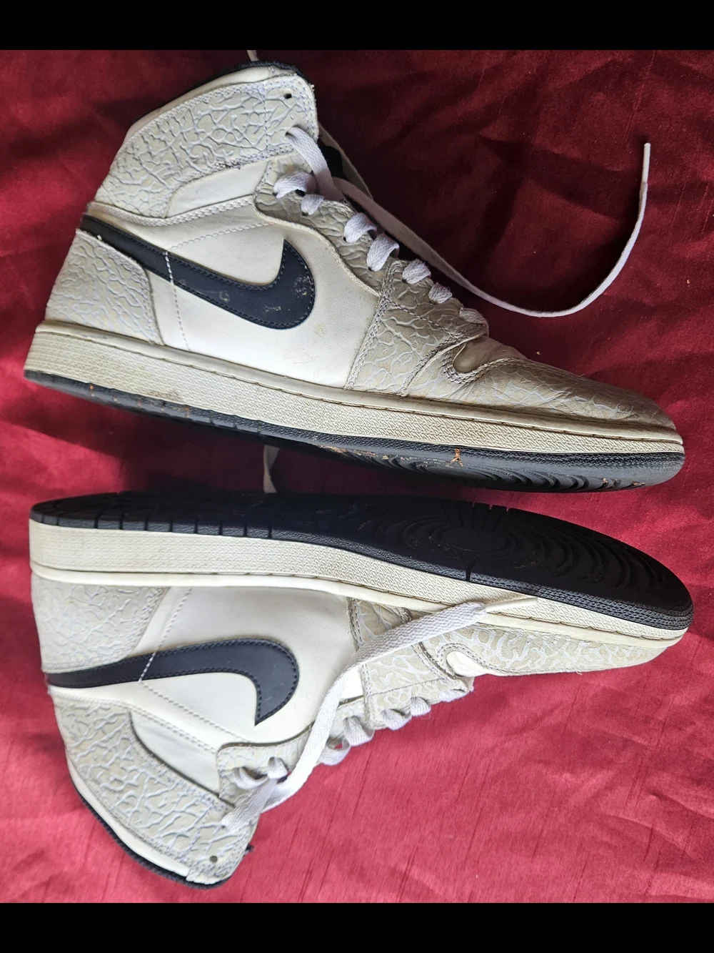 Air Jordan 1 Retro High Top White Elephant Print Adult 11 Shoes Sneakers RARE!